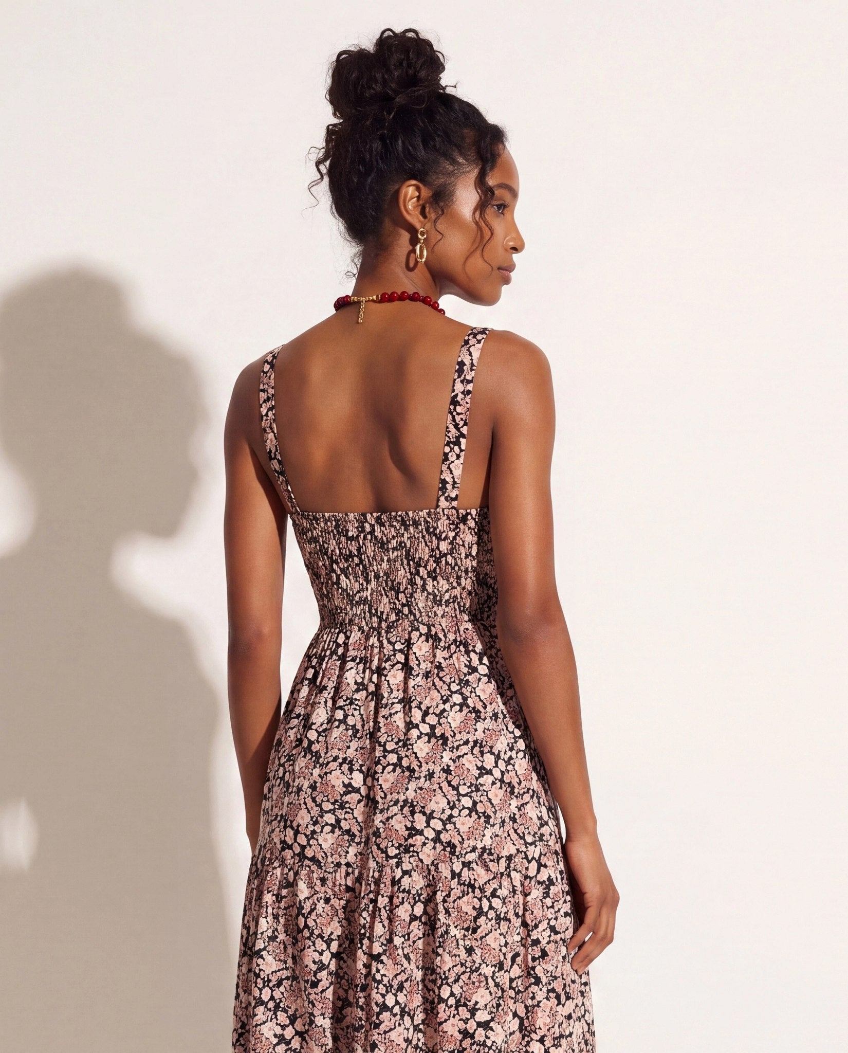 Black Floral $|& SEAS Isabella Tiered Dress - SOF Back