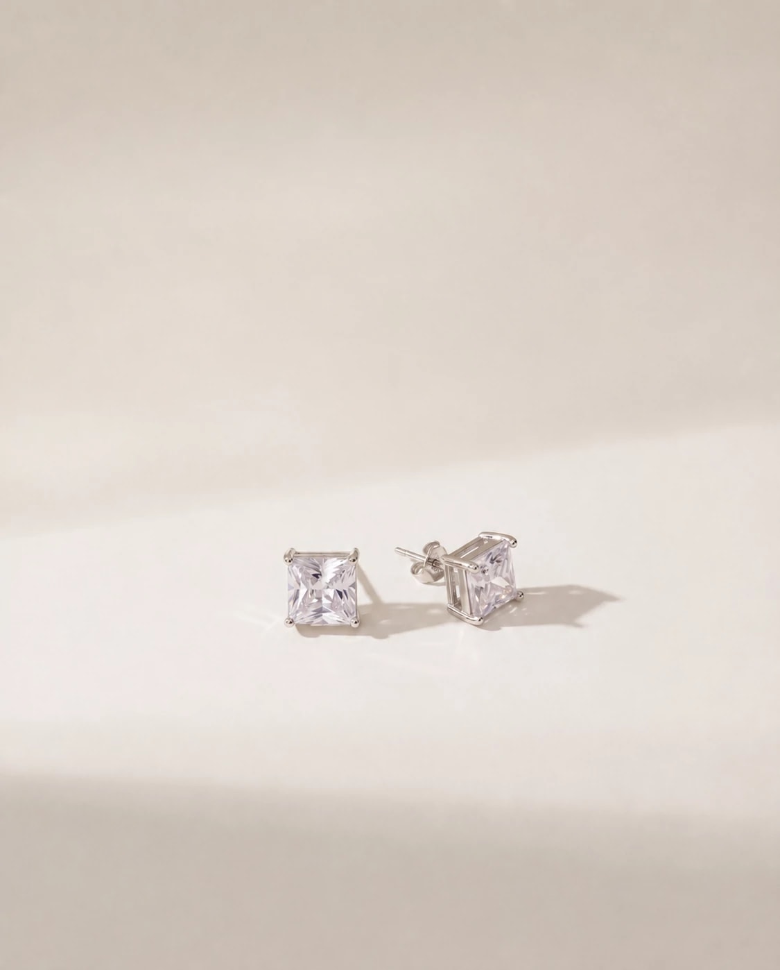 Platinum $|& SEAS Square Stud Earrings - VOF Side