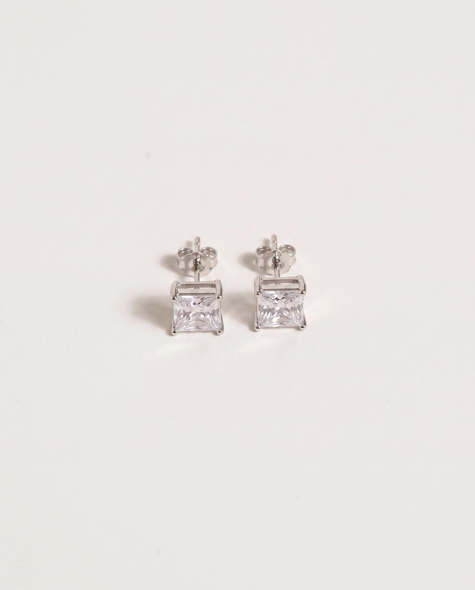 Platinum $|& SEAS Square Stud Earrings - VOF Front