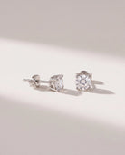 Platinum $|& SEAS Petite Platinum Studded Earrings - VOF Front