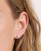 Platinum $|& SEAS Petite Platinum Studded Earrings - SOF Full Front