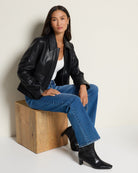 Black $|& Kenneth Cole Faux Leather Jacket - SOF Full Front