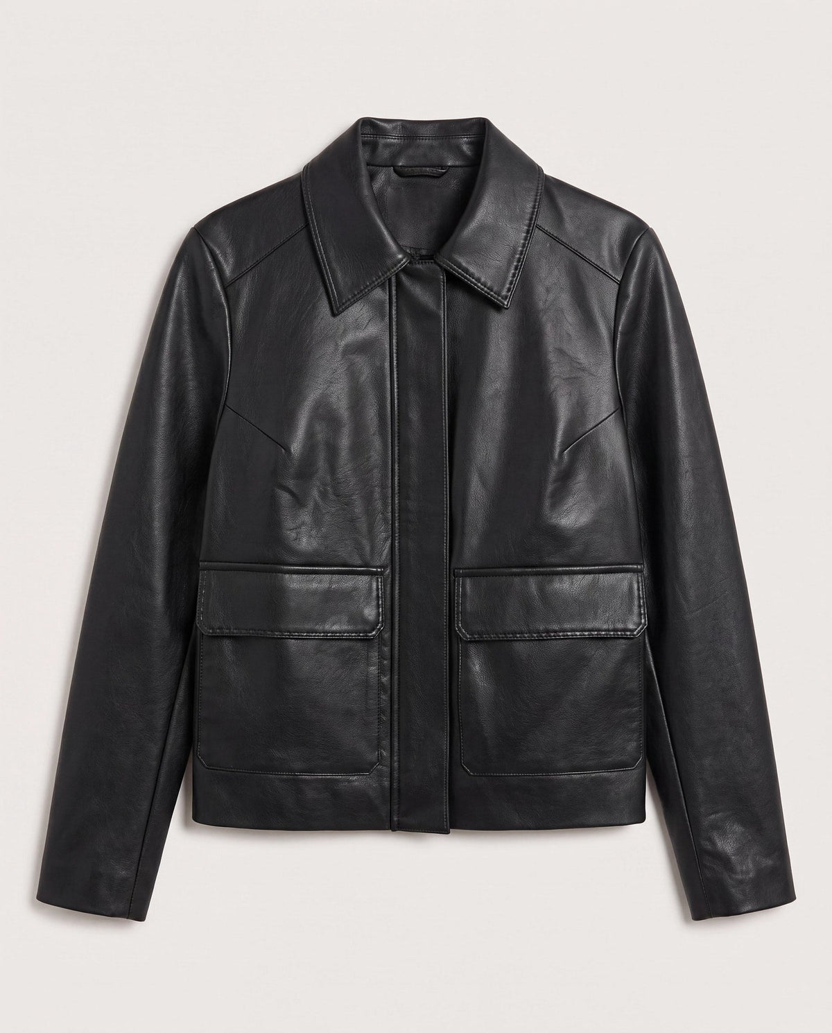 Black $|& Kenneth Cole Faux Leather Jacket - Hanger Detail