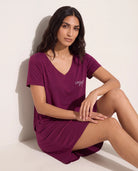 Plum $|& SEAS Cozy Graphic Night Shirt - VOF Side