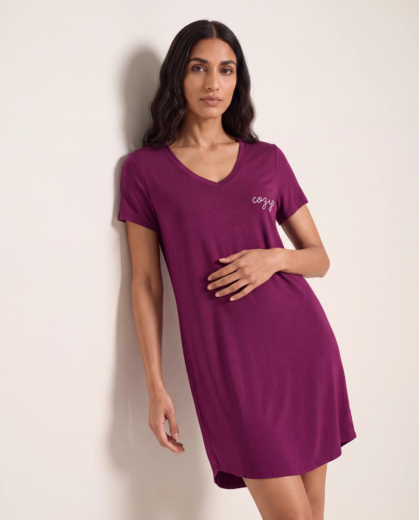 Plum $|& SEAS Cozy Graphic Night Shirt - SOF Front