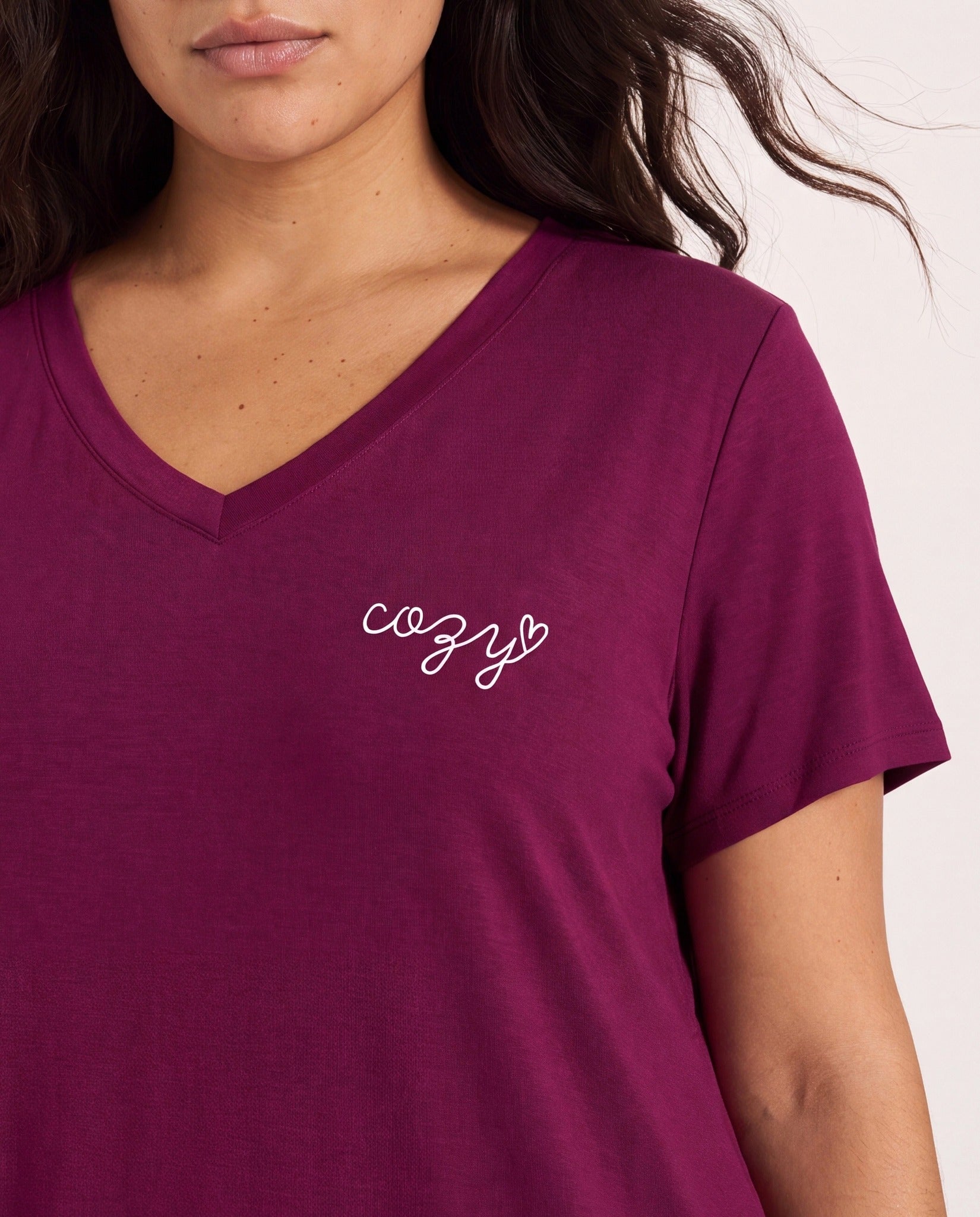 Plum $|& SEAS Cozy Graphic Night Shirt - SOF Full Front