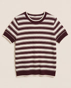 Cream Maroon Stripe $|& Thread & Supply Welles Sweater Knit Top - Hanger Detail
