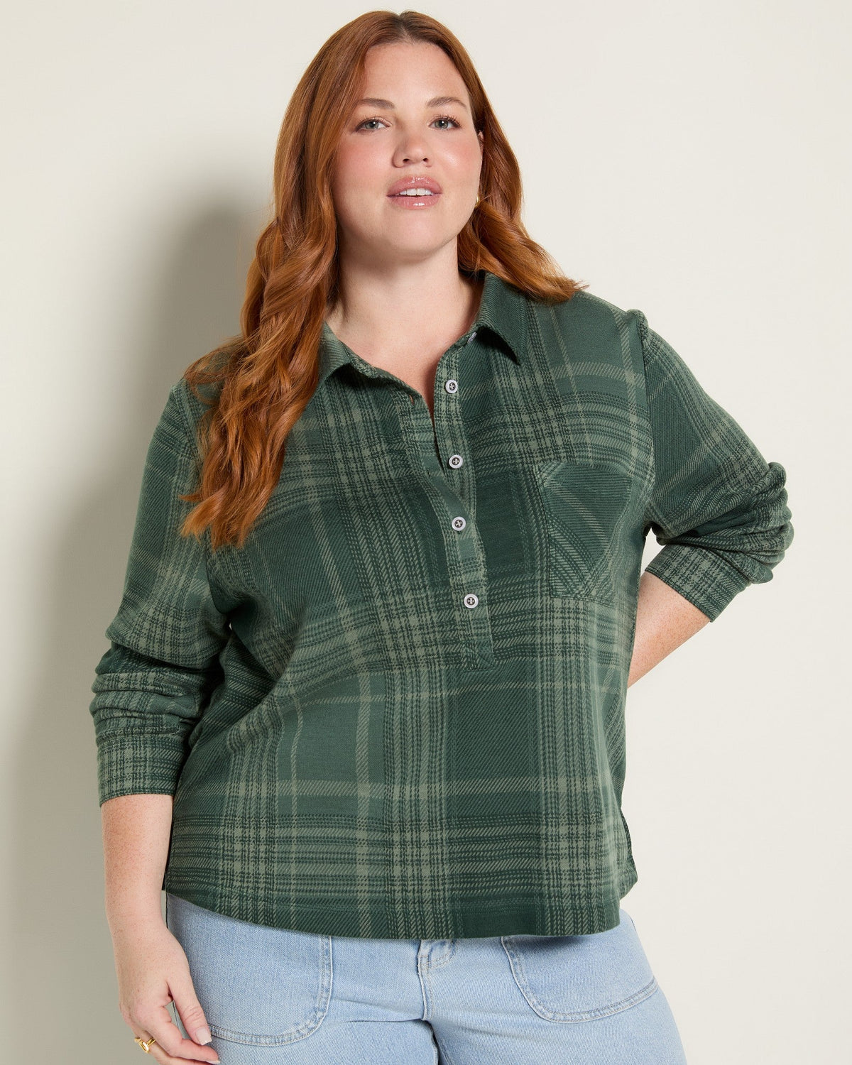 Pine Plaid $|& SEAS Amber Button Down Plaid - SOF Front