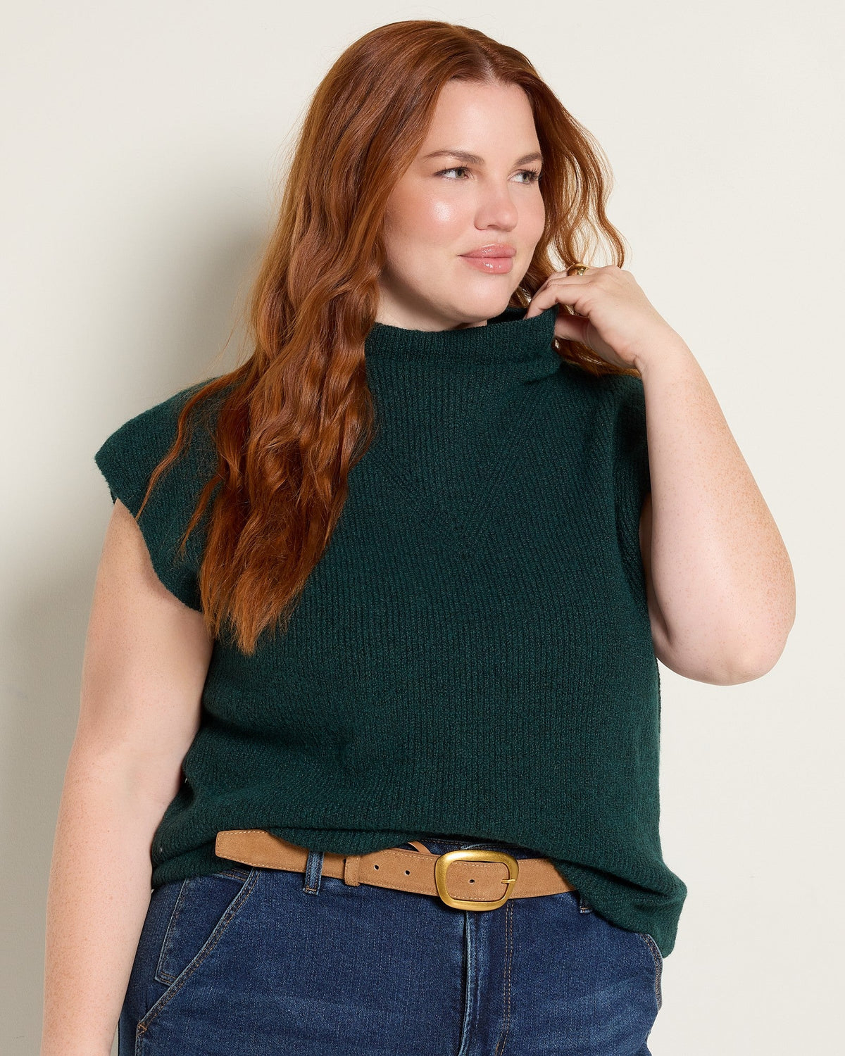 Pine $|& SEAS Kendall Mock Neck - SOF Front