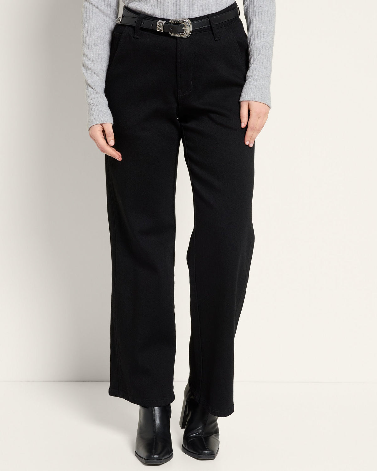 Black $|& SEAS Beck High Rise Wide Leg - SOF Front