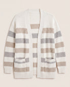 Cream/Ht Grey Stripe $|& SEAS Olivia Cardigan with Pockets - Hanger Detail