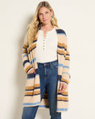 Almond Stripe $|& SEAS Raven Sweater Coatigan - SOF Front