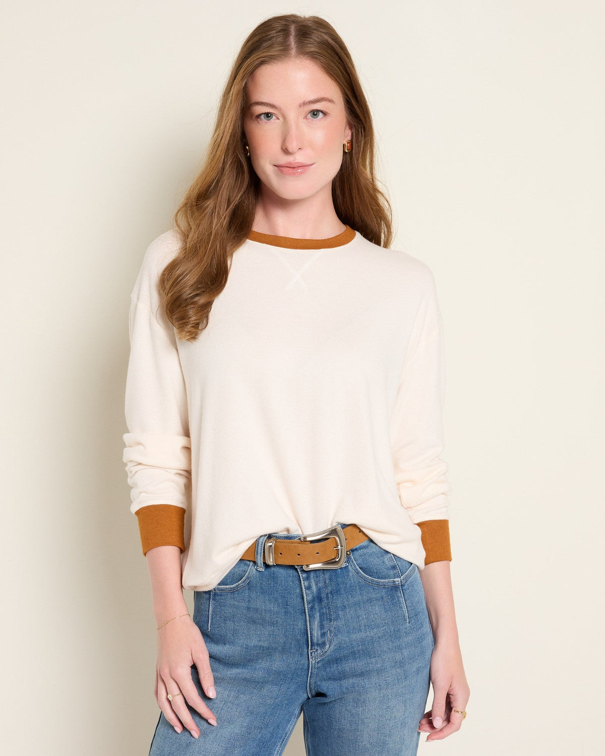 Almond Wet Sand $|& SEAS Pippy Long Sleeve Top - SOF Front