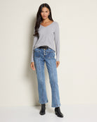 Heather Grey $|& SEAS Ray V-Neck Long Sleeve Top - UGC On Fig