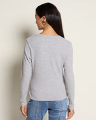 Heather Grey $|& SEAS Ray V-Neck Long Sleeve Top - SOF Back
