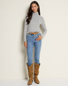 Heather Grey White $|& SEAS Elena Long Sleeve Turtleneck Top - UGC On Fig