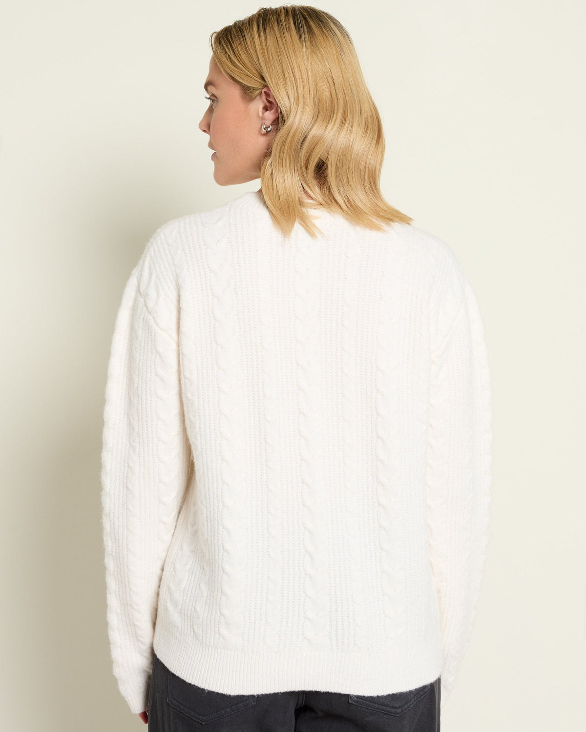 Cream $|& SEAS Love Note Cable Knit Sweater - SOF Back