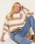 Almond Wet Sand $|& SEAS Straya Cable Knit Sweater - VOF Front