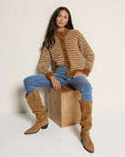 Wet Sand $|& SEAS Aster Turtleneck Cardigan - VOF Front