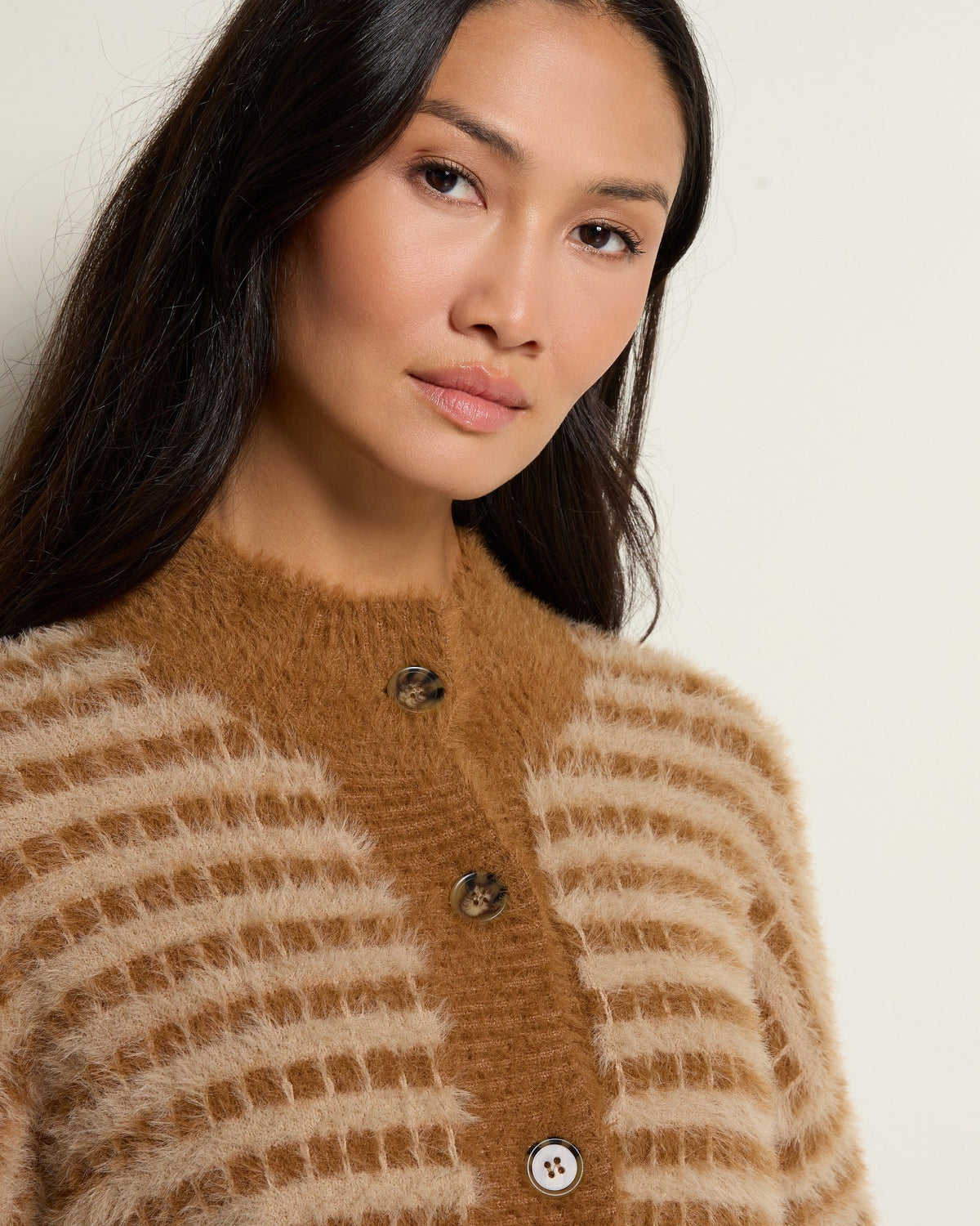 Wet Sand $|& SEAS Aster Turtleneck Cardigan - SOF Full Front