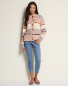 Almond Multi Stripe $|& SEAS Aster Stripe Turtleneck Cardigan - UGC On Fig