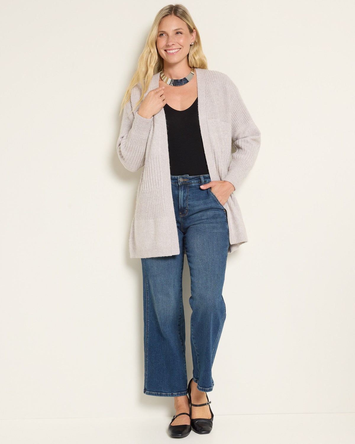 Sandstone $|& SEAS Emma Drop Sleeve Cardigan - UGC On Fig