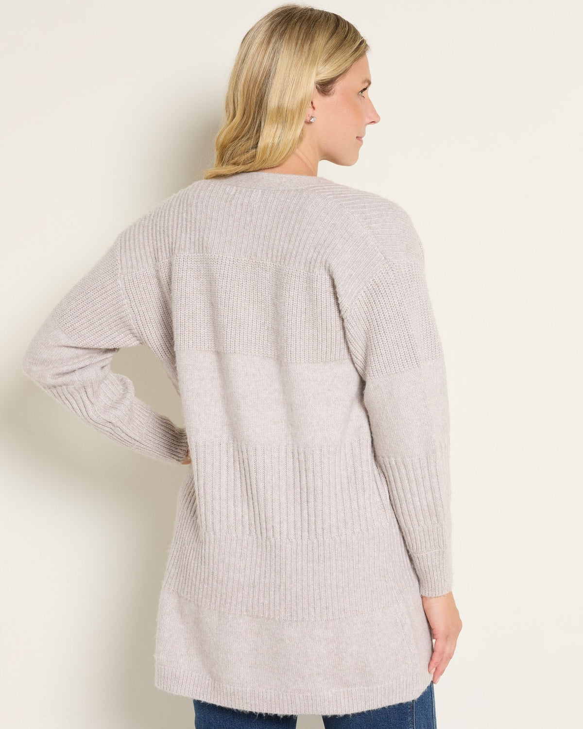 Sandstone $|& SEAS Emma Drop Sleeve Cardigan - SOF Back