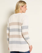 Cream Heather Grey Stripe $|& SEAS Olivia Pocket Cardigan - SOF Back