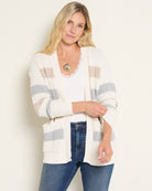 Cream Heather Grey Stripe $|& SEAS Olivia Pocket Cardigan - SOF Front