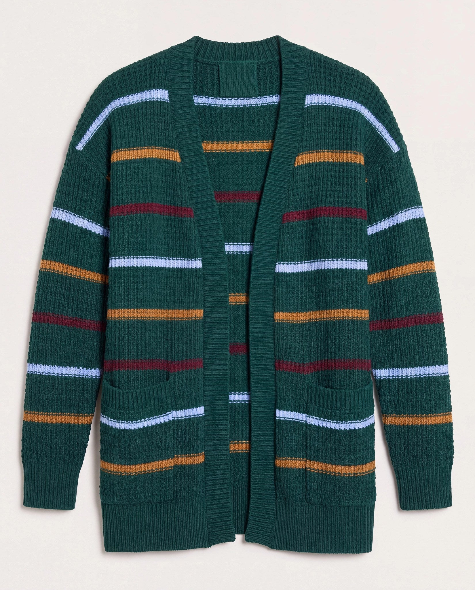 Pine Multi Stripe $|& SEAS Olivia Pocket Cardigan - Hanger Detail