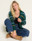 Pine Multi Stripe $|& SEAS Olivia Pocket Cardigan - VOF Front