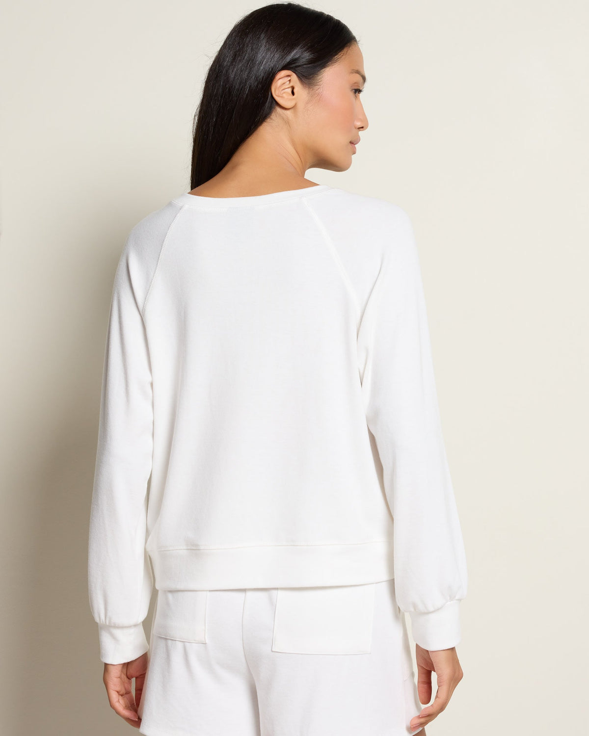 Ivory $|& Bobeau Brushed Poly Rayon Jersey Relaxed Raglan Pullover - SOF Back