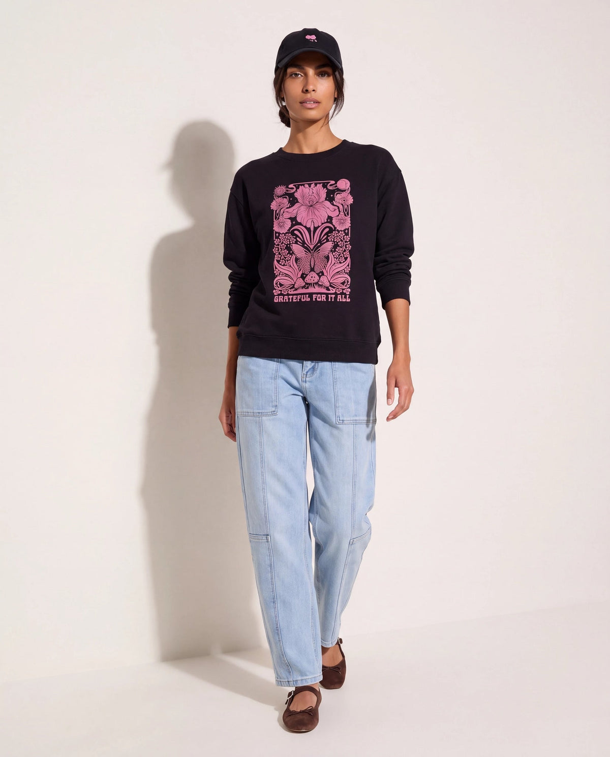 Black $|& Interval Lily Graphic Sweatshirt - VOF Front