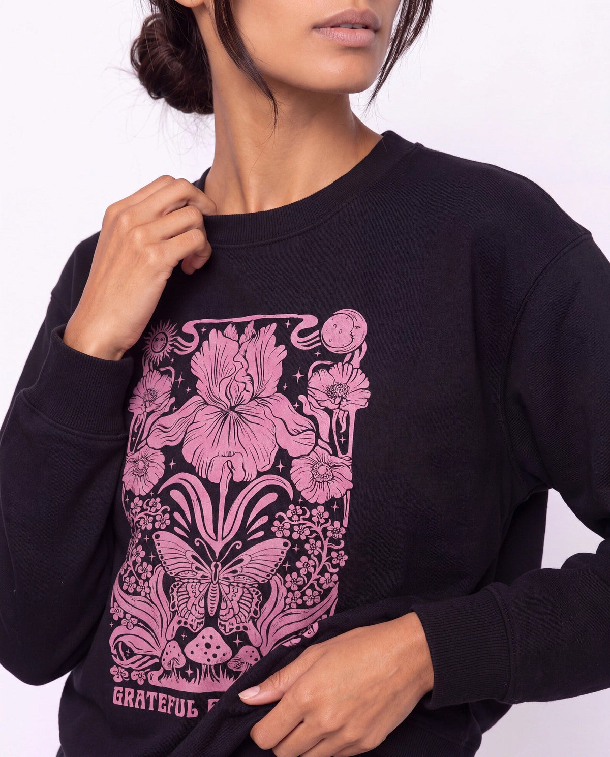 Black $|& Interval Lily Graphic Sweatshirt - SOF Full Front