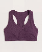 Plum Heather $|& Interval Flowheather Sculpt Addison Sports Bra - Hanger Detail