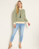 Ivory Thyme Stripe $|& SEAS Brisa Raglan Striped Long Sleeve Top - UGC On Fig