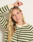 Ivory Thyme Stripe $|& SEAS Brisa Raglan Striped Long Sleeve Top - SOF Full Front