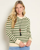 Ivory Thyme Stripe $|& SEAS Brisa Raglan Striped Long Sleeve Top - SOF Front