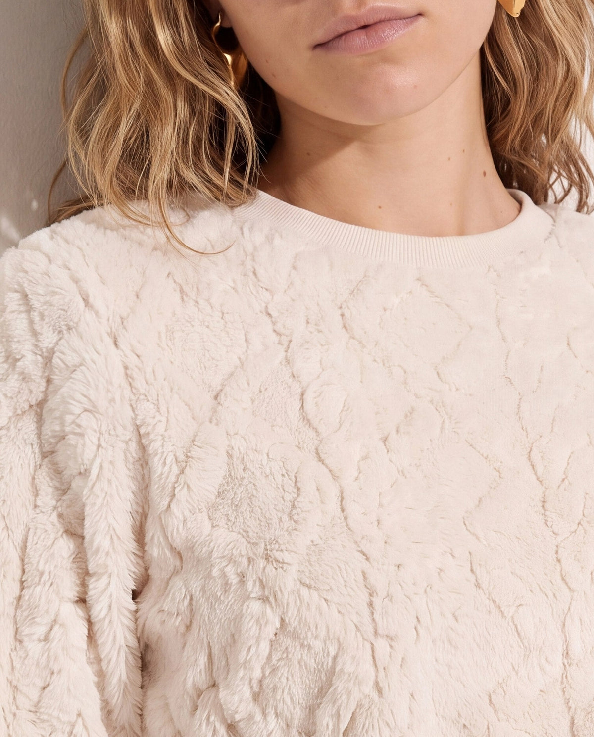 Cream $|& SEAS Selena Pattern Sherpa Pullover - SOF Full Front