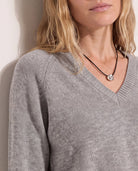 Heather Grey $|& SEAS Madelyn V-Neck Sweater - SOF Full Front
