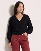 Black $|& SEAS Eloise Wrapped Sweater - SOF Front