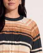 Pine Stripe $|& SEAS Starry Cable Knit Sweater - SOF Full Front