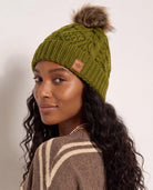 Matcha $|& Panache Apparel Olive Cable Pom Hat - SOF Full Front