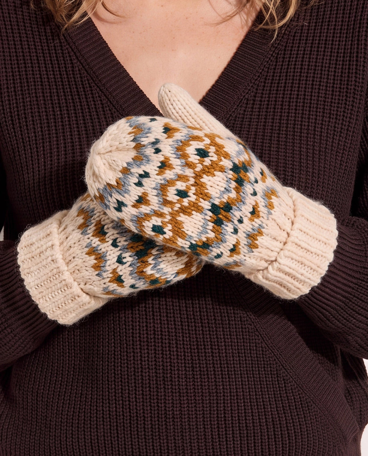 Ivory Multi $|& Panache Apparel FairIsle Mittens - SOF Full Front
