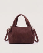 Espresso $|& Jen & Co. Lia Faux Suede Satchel with Top Handle - Hanger Detail