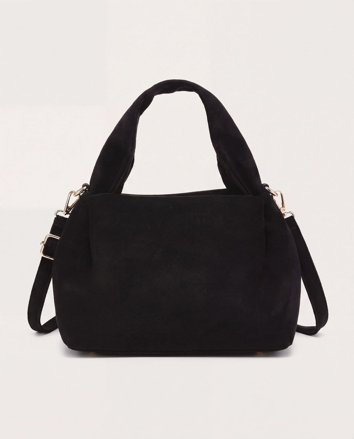 Black $|& Jen & Co. Lia Faux Suede Satchel with Top Handle - Hanger Detail