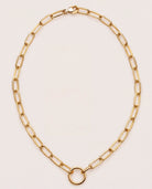 Gold $|& iishii Designs Polished Oval Paperclip Necklace - Hanger Detail