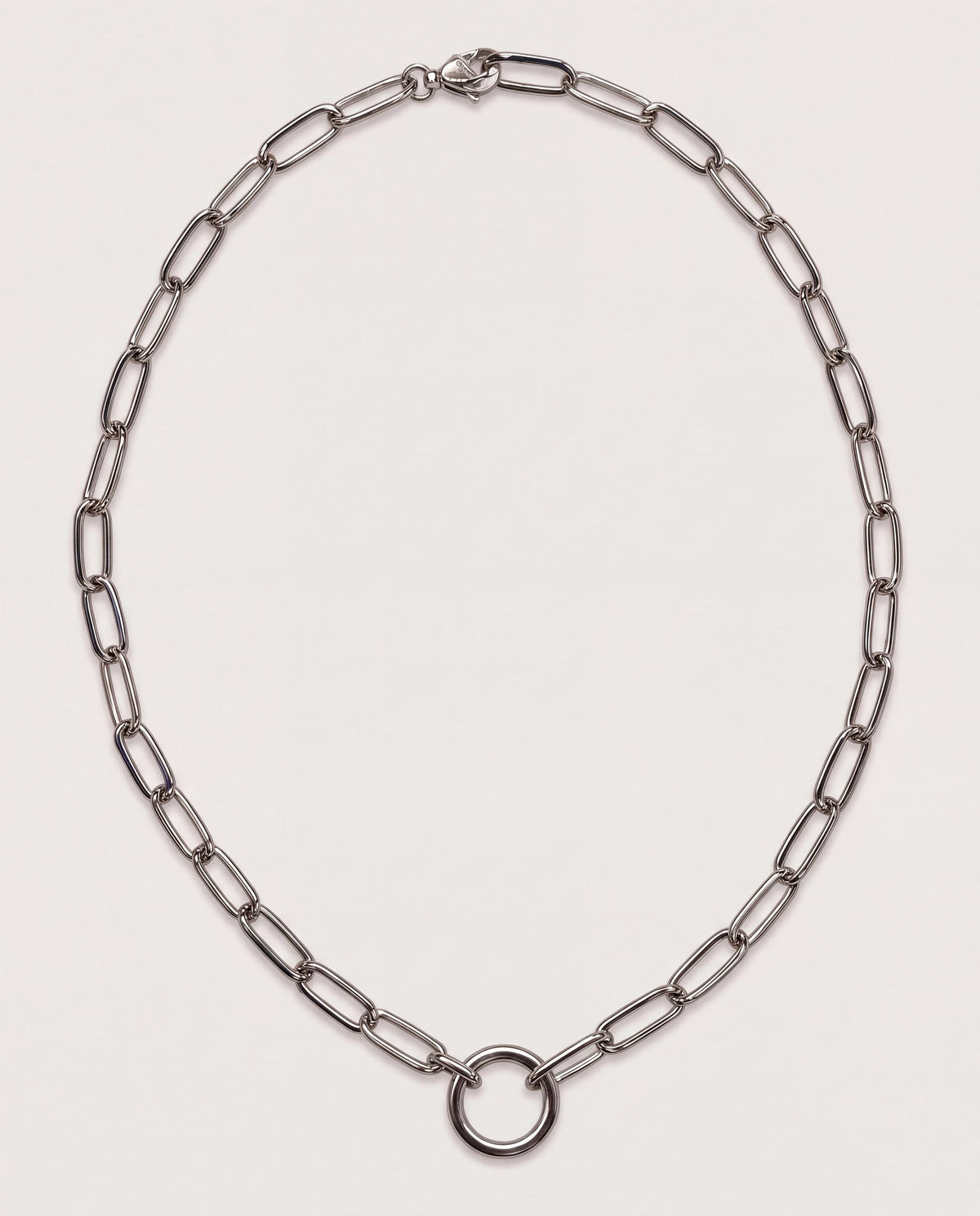 Silver $|& iishii Designs Polished Oval Paperclip Necklace - Hanger Detail
