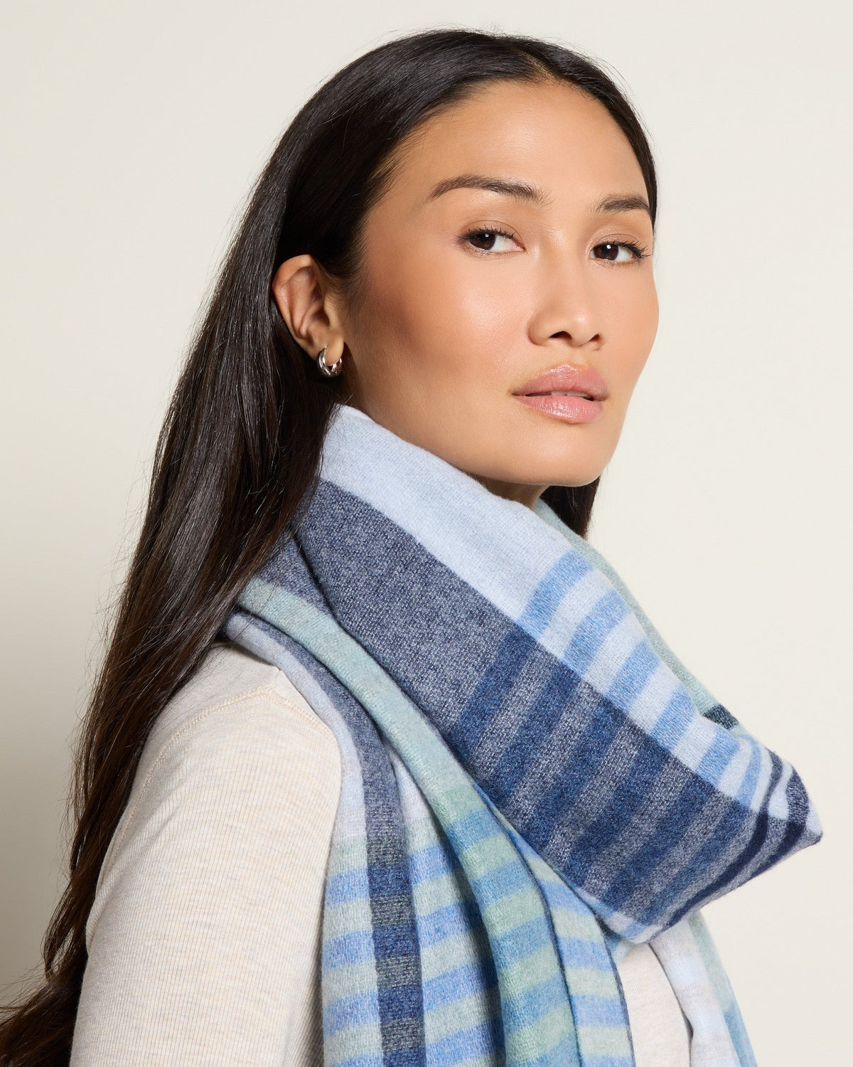 French Blue $|& Echo Gramercy Plaid Wrap - SOF Full Front