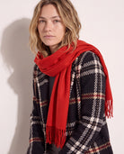 Red $|& Fame Accessories Solid Scarf - SOF Full Front